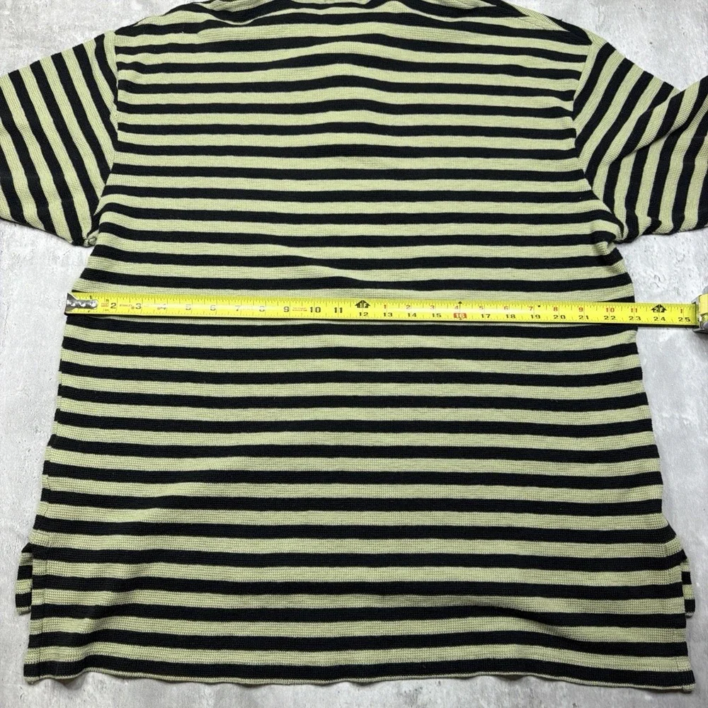 Ralph Lauren Polo Shirt Mens Size LT Black Striped Waffle Knit Pony Short Sleeve
